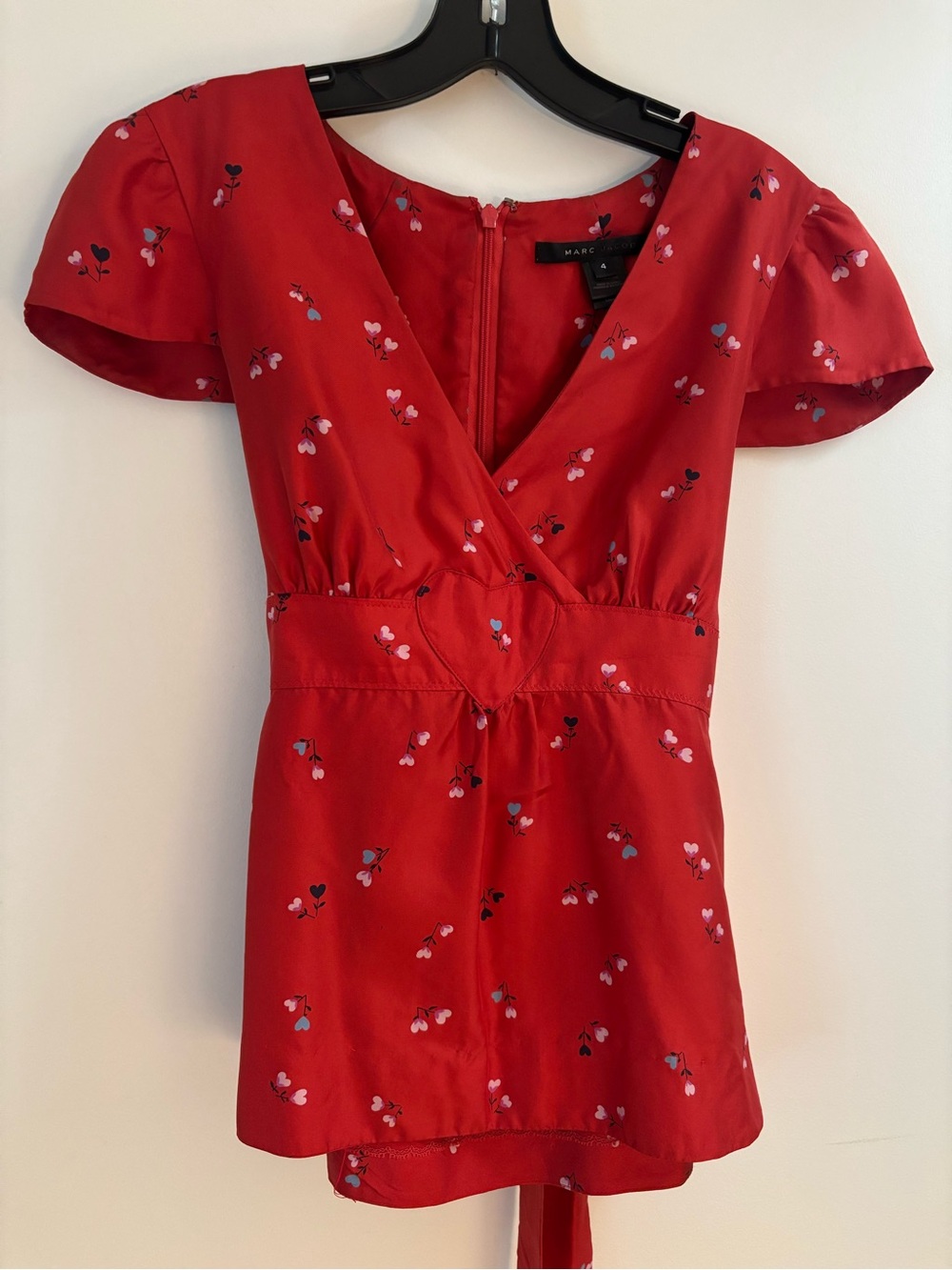 Marc Jacobs Red Heart-Print Blouse size 4